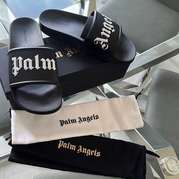 Palm Angels Other - Palm angels logo print slides black& white new original box size 41